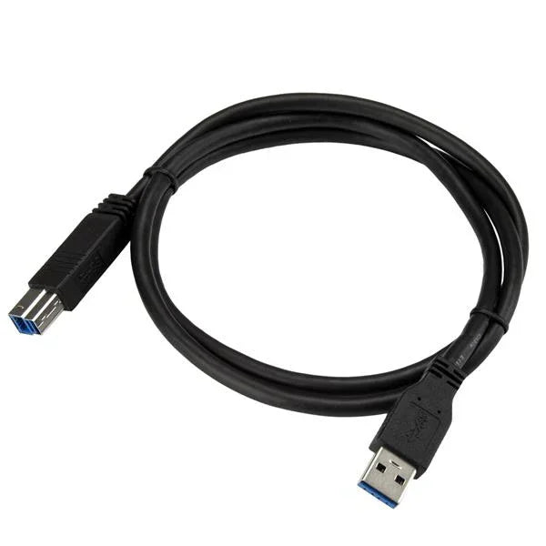 STARTECH 1m 3 ft Certified SuperSpeed USB 3.0 A to B Cable Cord - USB 3 Cable - 1x USB 3.0 A (M) | 1x USB 3.0 B (M) - 1 meter | Black (USB3CAB1M)