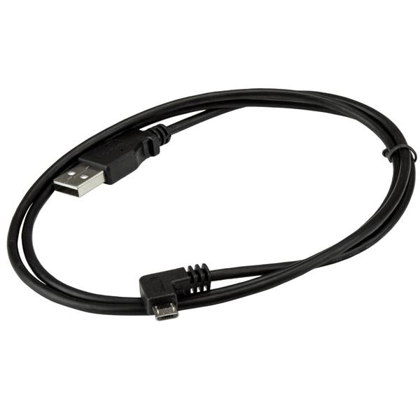 STARTECH 1m 3 ft Micro-USB Charge-and-Sync Cable - Right-Angle Micro-USB - M|M - USB to Micro USB Charging Cable - 30|24 AWG (USBAUB1MRA)