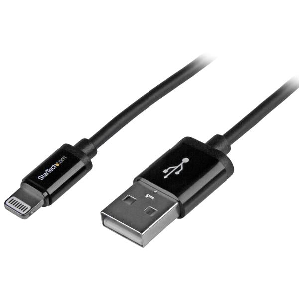 STARTECH 1m (3ft) Black Apple 8-pin Lightning Connector to USB Cable for iPhone | iPod | iPad - Charge and Sync Cable - 1 meter (USBLT1MB) (USBLT1MB)