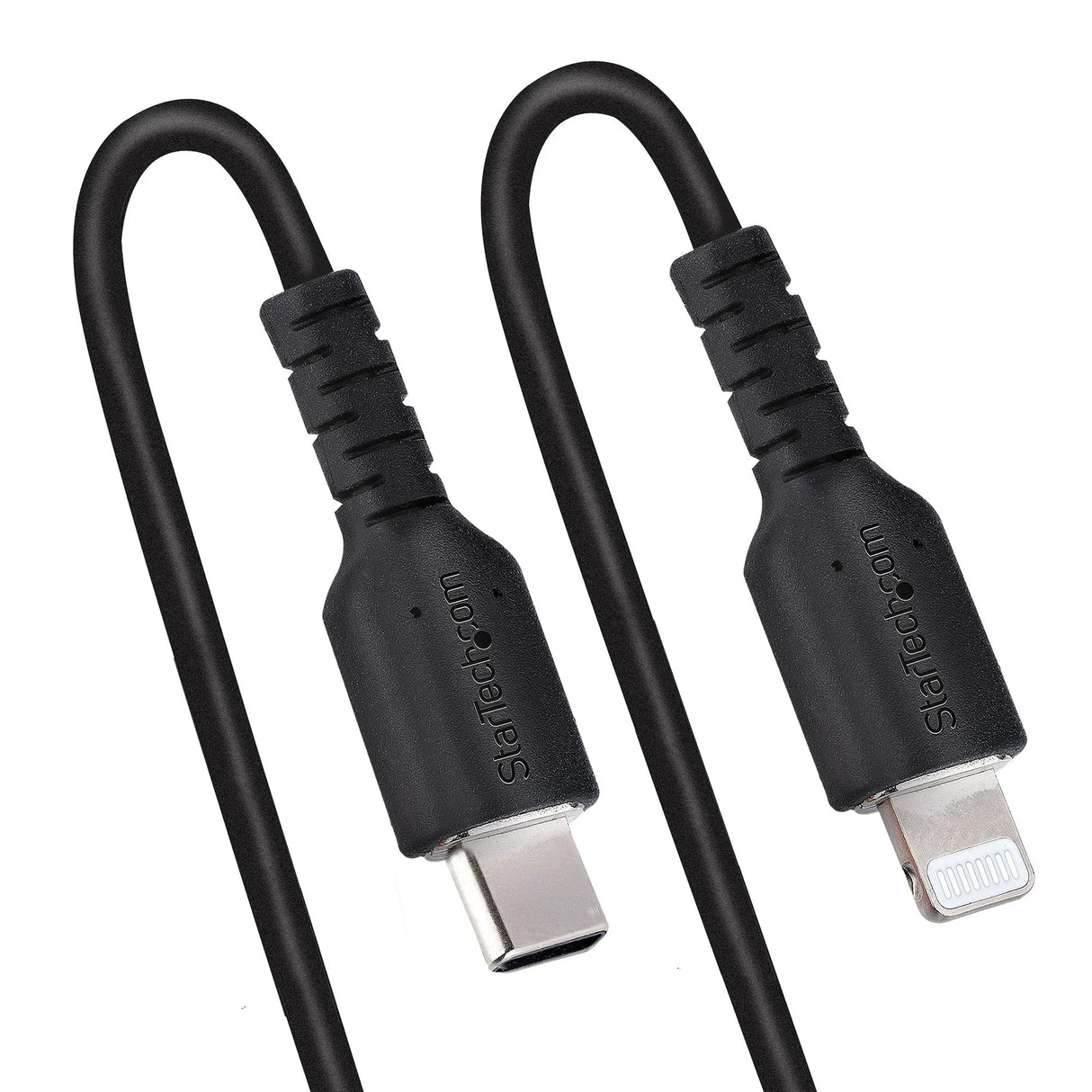 STARTECH 1m (3ft) USB C to Lightning Cable | MFi Certified | Coiled iPhone Charger Cable | Black | Durable TPE Jacket Aramid Fiber | Heavy Duty Coil Lightning Cable (RUSB2CLT1MBC) (RUSB2CLT1MBC)
