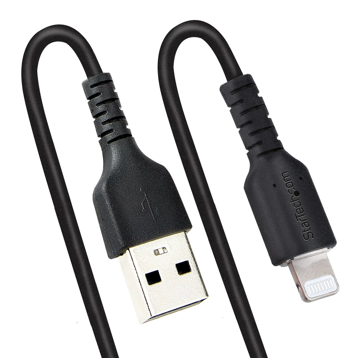 STARTECH 1m (3ft) USB to Lightning Cable | MFi Certified | Coiled iPhone Charger Cable | Black | Durable TPE Jacket Aramid Fiber | Heavy Duty Coil Lightning Cable (RUSB2ALT1MBC) (RUSB2ALT1MBC)