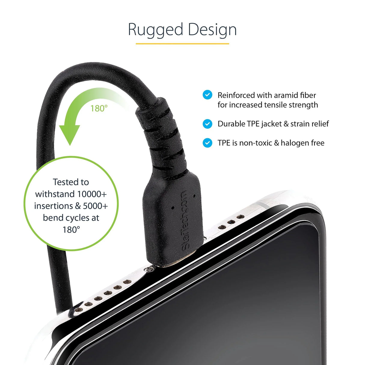 STARTECH 1m (3ft) USB to Lightning Cable | MFi Certified | Coiled iPhone Charger Cable | Black | Durable TPE Jacket Aramid Fiber | Heavy Duty Coil Lightning Cable (RUSB2ALT1MBC) (RUSB2ALT1MBC)