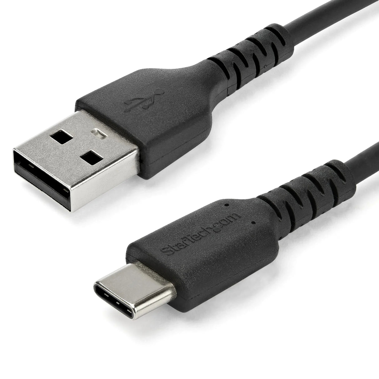 STARTECH 1m USB A to USB C Charging Cable - Durable Fast Charge & Sync USB 2.0 to USB Type C Data Cord - Rugged TPE Jacket Aramid Fiber M|M 3A Black - S10 | iPad Pro | Pixel (RUSB2AC1MB) (RUSB2AC1MB)