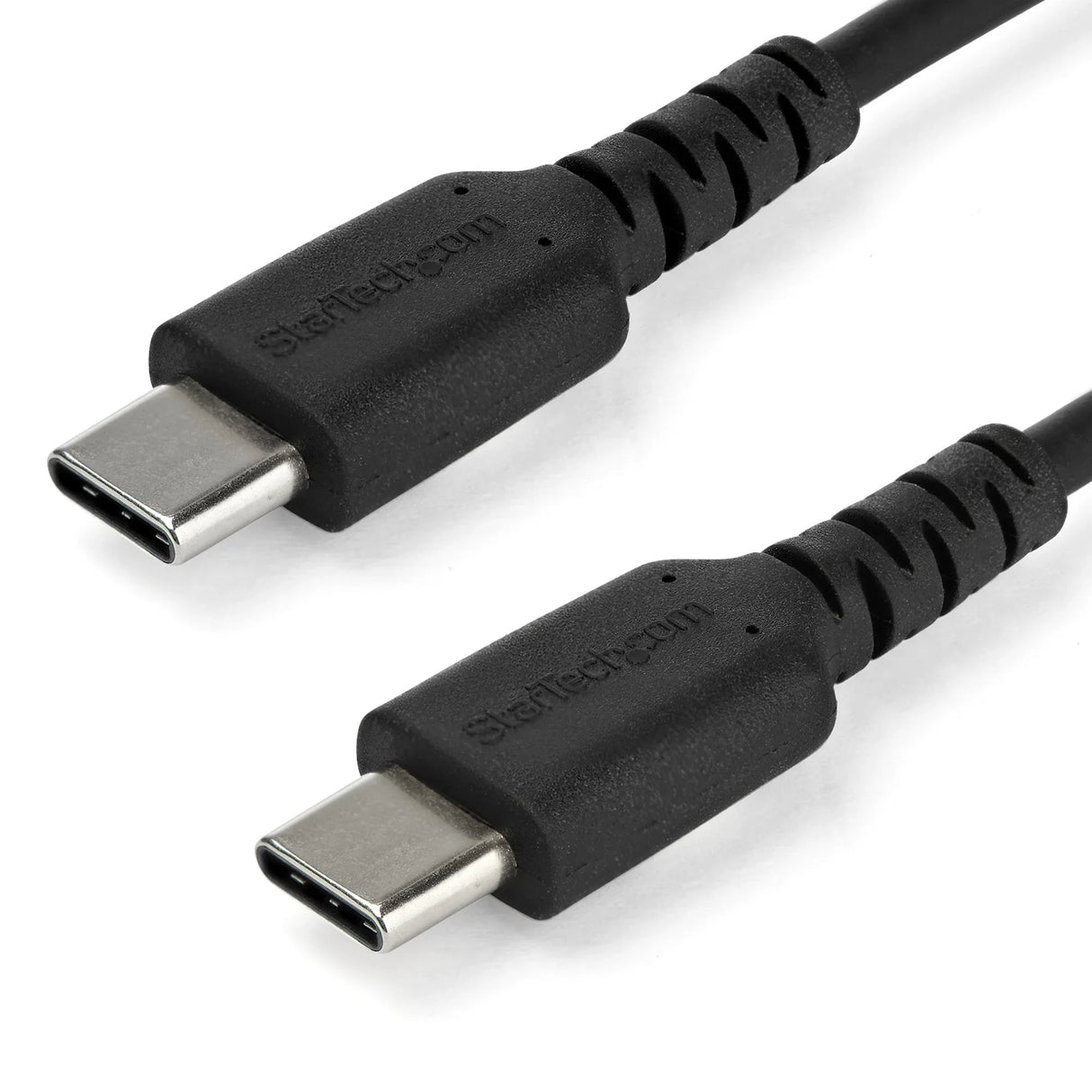 STARTECH 1m USB C Charging Cable - Durable Fast Charge & Sync USB 2.0 Type C to USB C Laptop Charger Cord - TPE Jacket Aramid Fiber M|M 60W Black - S10 S20 iPad Pro MS Surface (RUSB2AC1MB) (RUSB2CC1MB)