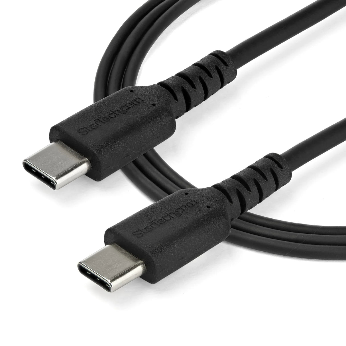 STARTECH 1m USB C Charging Cable - Durable Fast Charge & Sync USB 2.0 Type C to USB C Laptop Charger Cord - TPE Jacket Aramid Fiber M|M 60W Black - S10 S20 iPad Pro MS Surface (RUSB2AC1MB) (RUSB2CC1MB)