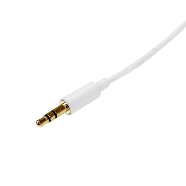 STARTECH 1m White Slim 3.5mm Stereo Audio Cable - 3.5mm Audio Aux Stereo - Male to Male Headphone Cable - 2x 3.5mm Mini Jack (M) White (MU1MMMSWH)