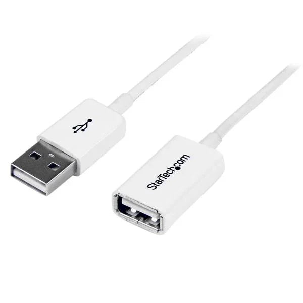 STARTECH 1m White USB 2.0 Extension Cable Cord - A to A - USB Male to Female Cable - 1x USB A (M) | 1x USB A (F) - White | 1 meter (USBEXTPAA1MW)