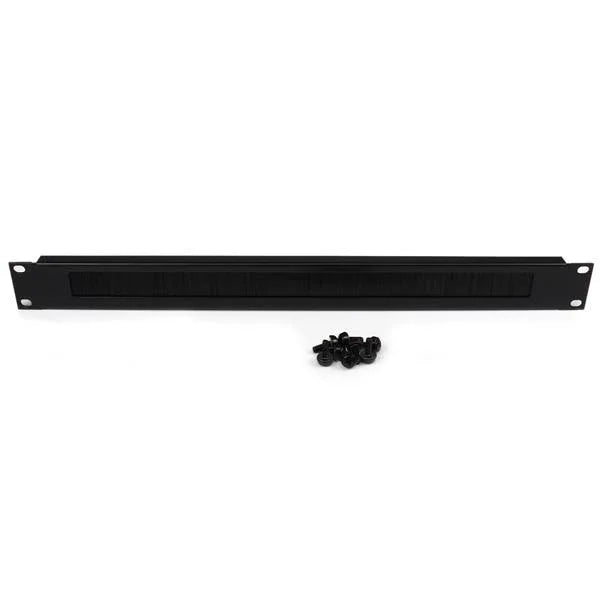 STARTECH 1U Brush Strip Horizontal Server Rack Cable Management Panel - Brush Plate Network Cable Manager - 1U Cable Organizer (CMBRUSH1U)