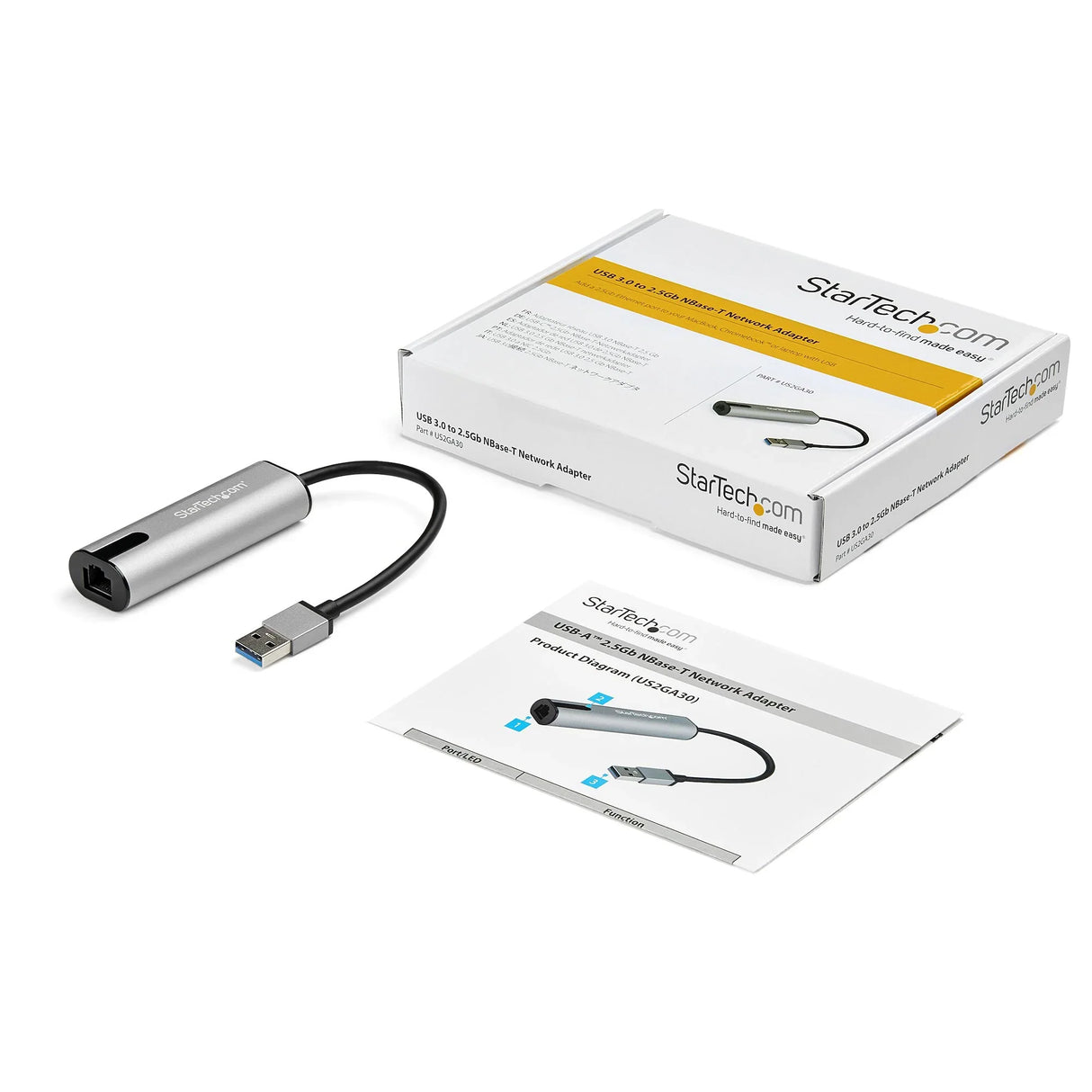 STARTECH 2.5GbE USB A to Ethernet Adapter - NBASE-T NIC - USB 3.0 Type A 2.5 GbE |1 GbE Multi Speed Gigabit Network - USB 3.1 Laptop to RJ45|LAN - Lenovo X1 Carbon | HP EliteBook| ZBook (US2GA30) (US2GA30)