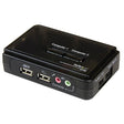 STARTECH 2 Port Black USB KVM Switch Kit with Audio and Cables - Dual Port Desktop USB VGA KVM Switch (SV211KUSB)