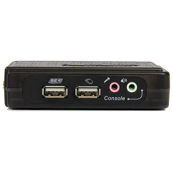 STARTECH 2 Port Black USB KVM Switch Kit with Audio and Cables - Dual Port Desktop USB VGA KVM Switch (SV211KUSB)