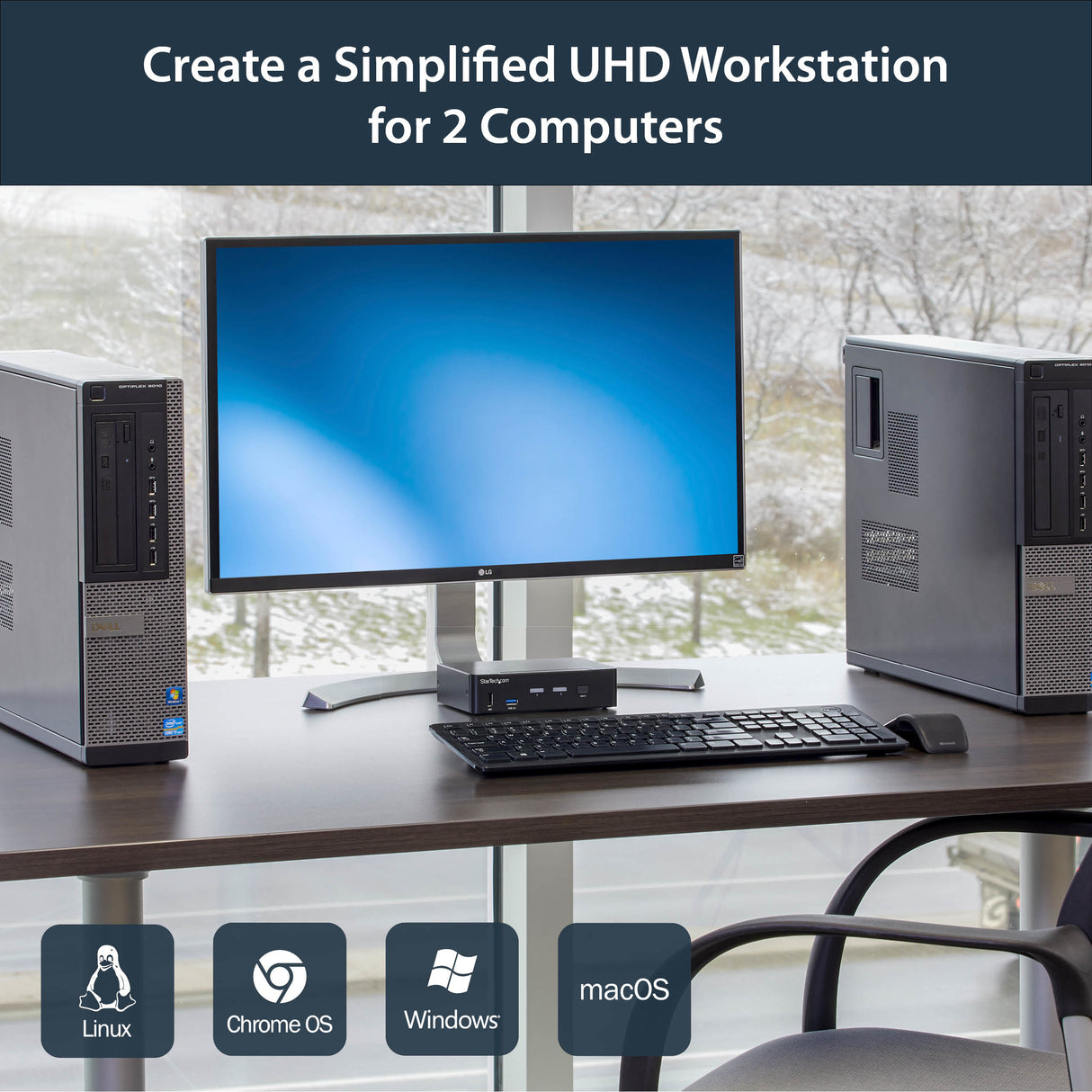 STARTECH 2 Port DisplayPort KVM Switch - 4K 60Hz - Single Display - Dual Port UHD DP 1.2 USB KVM Switch with Integrated USB 3.0 Hub & Audio - Dell HP Apple Lenovo - TAA Compliant (SV231DPU34K) (SV231DPU34K)