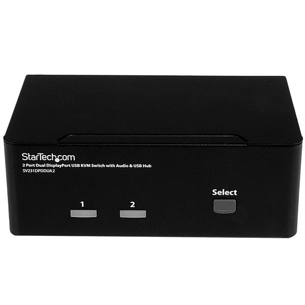 STARTECH 2-Port DisplayPort KVM Switch - Dual-Monitor - 4K 60 - with Audio & USB Peripheral Support - DP 1.2 - USB Hub (SV231DPDDUA2) (SV231DPDDUA2)