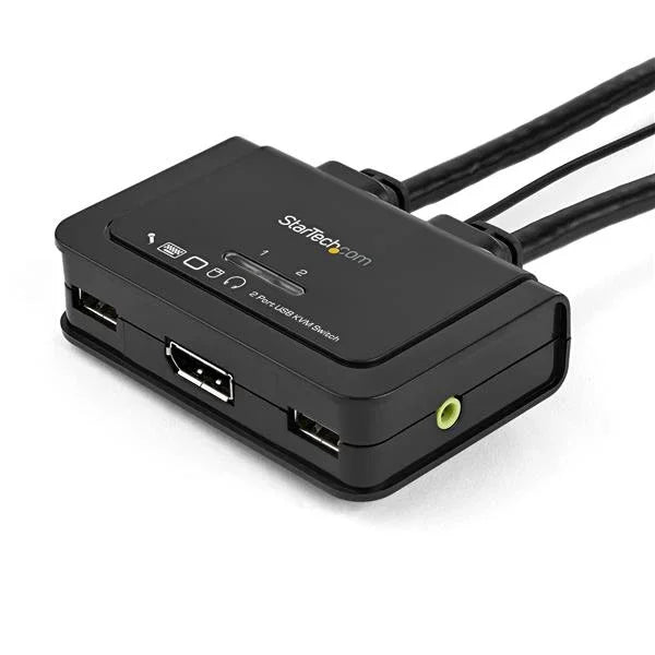 STARTECH 2 Port DisplayPort KVM Switch with Audio | Remote Control Switch - USB Powered KVM - Dual Port DP USB KVM Switch (SV211DPUA) (SV211DPUA)