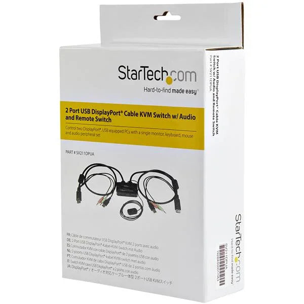 STARTECH 2 Port DisplayPort KVM Switch with Audio | Remote Control Switch - USB Powered KVM - Dual Port DP USB KVM Switch (SV211DPUA) (SV211DPUA)
