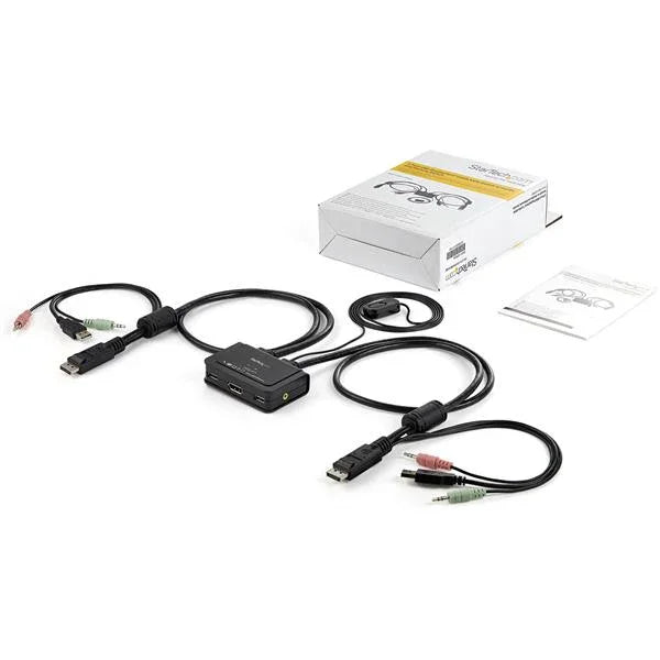 STARTECH 2 Port DisplayPort KVM Switch with Audio | Remote Control Switch - USB Powered KVM - Dual Port DP USB KVM Switch (SV211DPUA) (SV211DPUA)