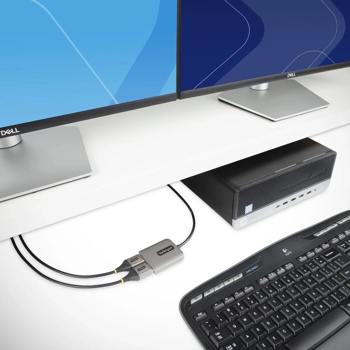 STARTECH 2-Port DisplayPort MST Hub | Dual 4K 60Hz | DP to 2x DisplayPort Monitor Adapter | DP 1.4 Multi-Monitor Video Adapter | 1ft (30cm) Built-in Cable | USB Powered | Windows Only (MST14DP122DP) (MST14DP122DP)