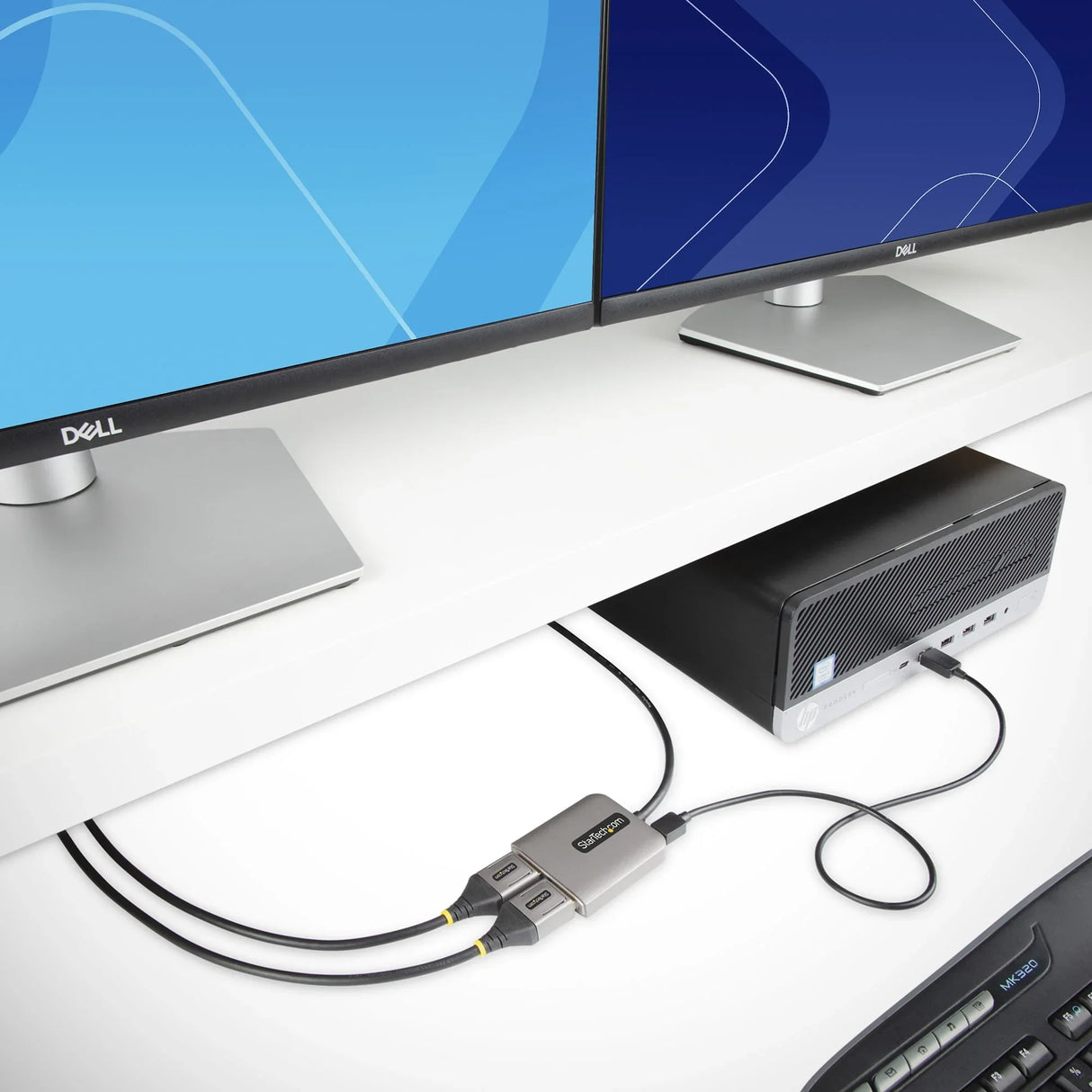 STARTECH 2-Port DisplayPort MST Hub | Dual 4K 60Hz | DP to 2x DisplayPort Monitor Adapter | DP 1.4 Multi-Monitor Video Adapter | 1ft (30cm) Built-in Cable | USB Powered | Windows Only (MST14DP122DP) (MST14DP122DP)