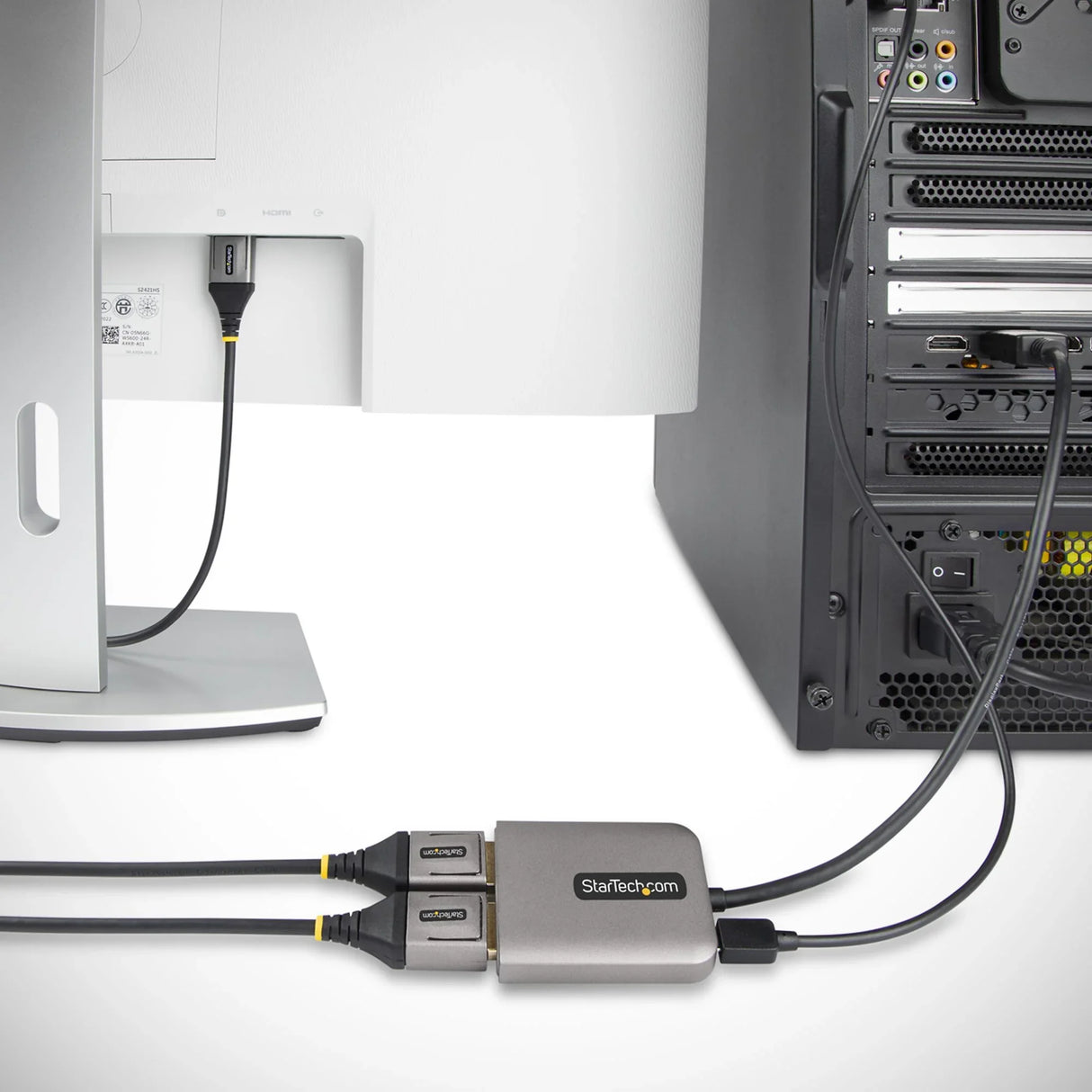 STARTECH 2-Port DisplayPort MST Hub | Dual 4K 60Hz | DP to 2x DisplayPort Monitor Adapter | DP 1.4 Multi-Monitor Video Adapter | 1ft (30cm) Built-in Cable | USB Powered | Windows Only (MST14DP122DP) (MST14DP122DP)