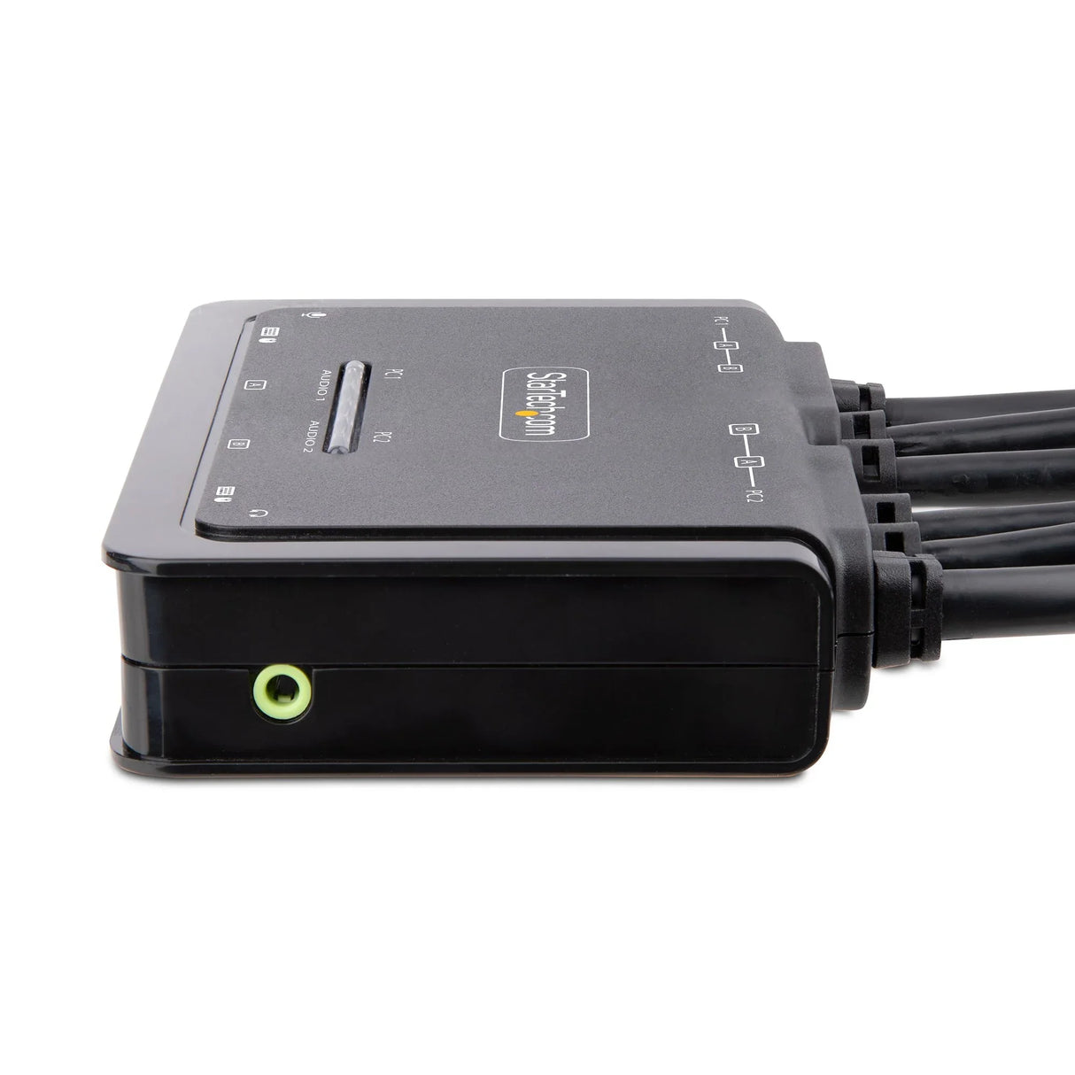 STARTECH 2-Port Dual-Monitor DisplayPort Cable KVM Switch | 4K 60Hz | Compact KVM with 5ft|1.5m USB-A|DisplayPort|Audio Integrated Cables | Bus Powered | Remote|Hotkey Switching (C2-DD46-UA2-CBL-KVM) (C2-DD46-UA2-CBL-KVM)