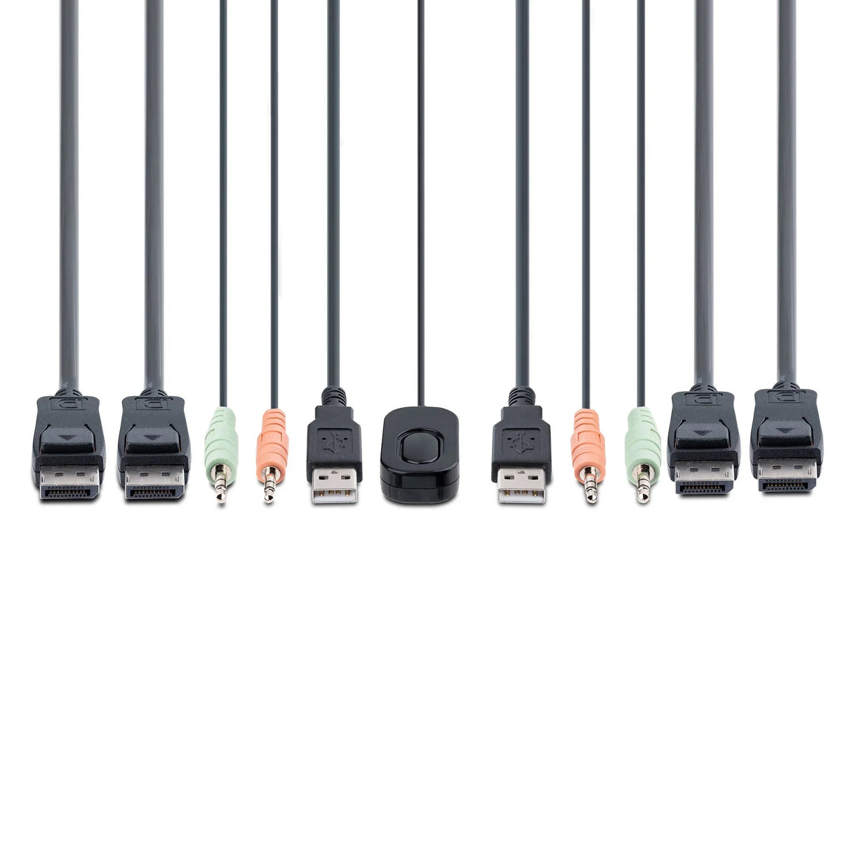 STARTECH 2-Port Dual-Monitor DisplayPort Cable KVM Switch | 4K 60Hz | Compact KVM with 5ft|1.5m USB-A|DisplayPort|Audio Integrated Cables | Bus Powered | Remote|Hotkey Switching (C2-DD46-UA2-CBL-KVM) (C2-DD46-UA2-CBL-KVM)