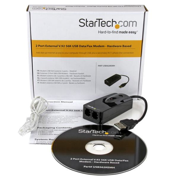 STARTECH 2-Port External USB Modem - 56K Hardware Based Dial-up Interent Fax Modem (USB562KEMH)