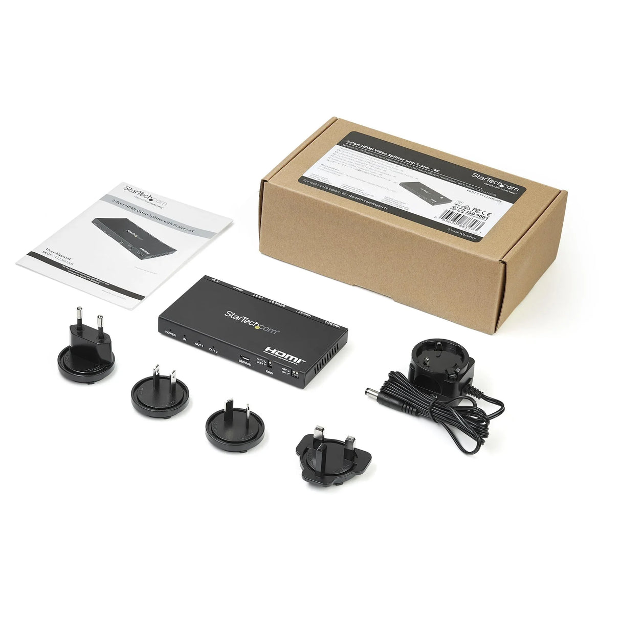 STARTECH 2-Port HDMI Splitter (1x2) - 4K 60Hz UHD HDMI 2.0 Audio Video Splitter w| Scaler & Audio Extractor (3.5mm|SPDIF) - Dual HDMI Splitter (1-In 2-Out) - EDID Copy - TV|Projector (ST122HD20S) (ST122HD20S)
