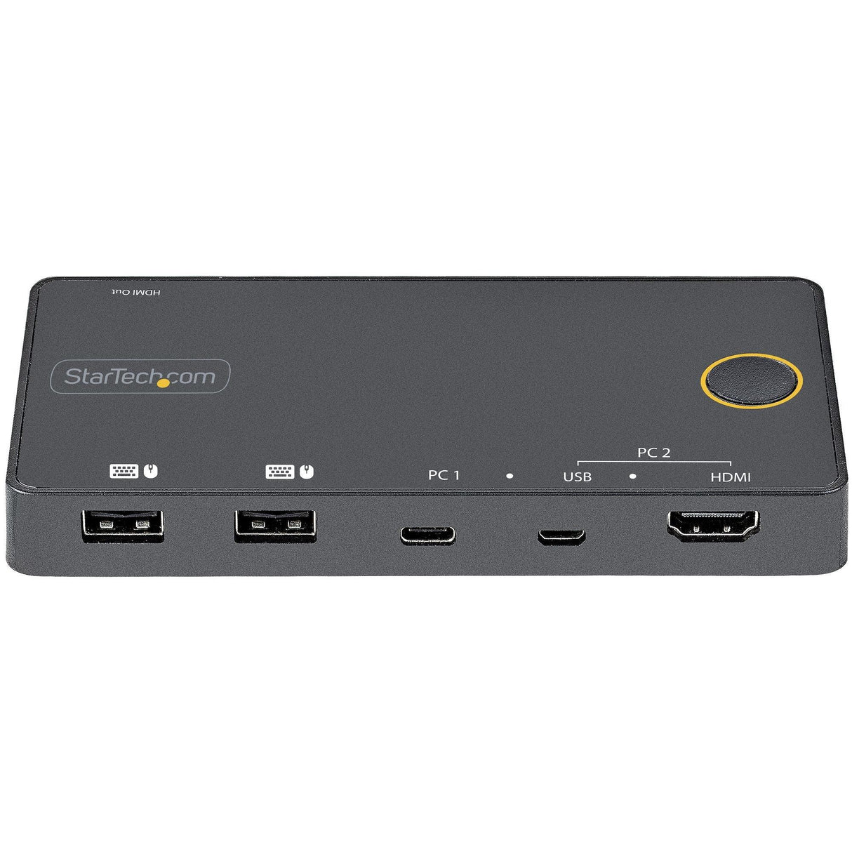 STARTECH 2 Port Hybrid USB-A + HDMI & USB-C KVM Switch - Single 4K 60Hz HDMI 2.0 Monitor - Compact Desktop and|or Laptop HDMI KVM Switch - USB Bus Powered - Thunderbolt 3 Compatible (SV221HUC4K) (SV221HUC4K)