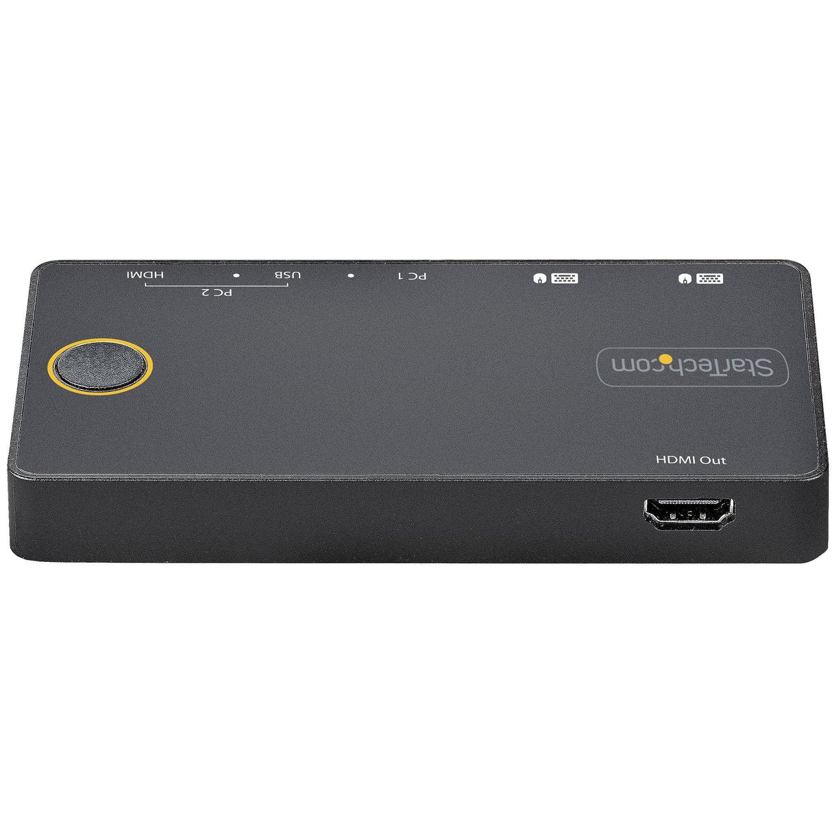 STARTECH 2 Port Hybrid USB-A + HDMI & USB-C KVM Switch - Single 4K 60Hz HDMI 2.0 Monitor - Compact Desktop and|or Laptop HDMI KVM Switch - USB Bus Powered - Thunderbolt 3 Compatible (SV221HUC4K) (SV221HUC4K)