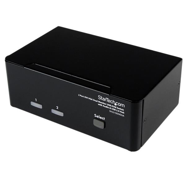 STARTECH 2 Port KVM Switch - DVI and VGA w| Audio and USB 2.0 Hub | Dual Monitor | Display | Screen KVM Switch - DVI VGA (SV231DDVDUA) (SV231DDVDUA)