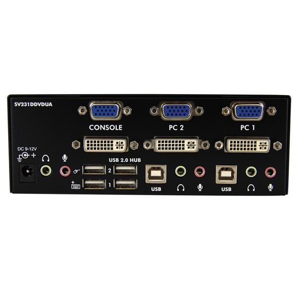 STARTECH 2 Port KVM Switch - DVI and VGA w| Audio and USB 2.0 Hub | Dual Monitor | Display | Screen KVM Switch - DVI VGA (SV231DDVDUA) (SV231DDVDUA)