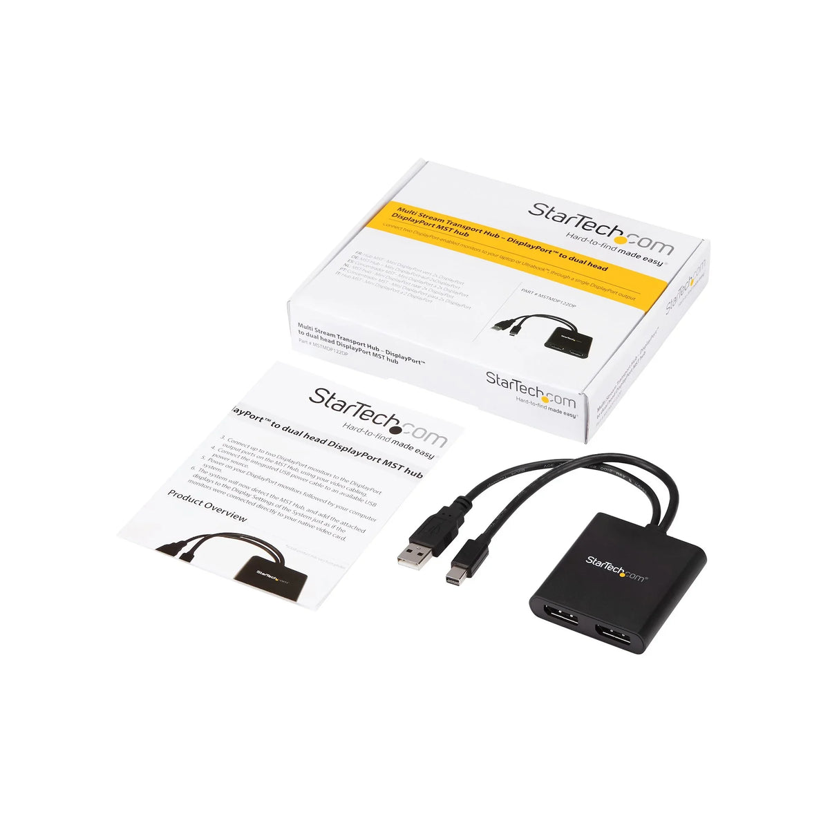 STARTECH 2-Port Multi Monitor Adapter - Mini DisplayPort to 2x DisplayPort MST Hub - Dual 4K 30Hz - Video Splitter for Extended Desktop Mode on Windows PCs Only - mDP 1.2 to 2x DP (MSTMDP122DP) (MSTMDP122DP)