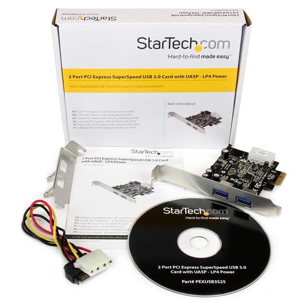 STARTECH 2 Port PCI Express (PCIe) SuperSpeed USB 3.0 Card Adapter with UASP - LP4 Power - Dual Port USB 3 PCIe Controller (PEXUSB3S25)