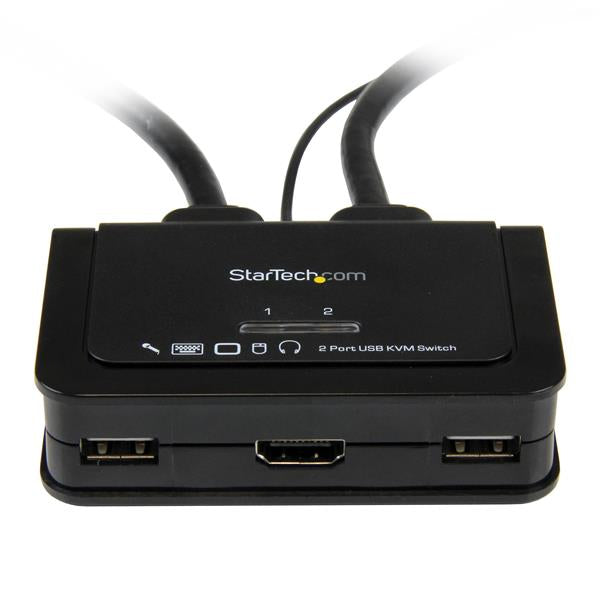 STARTECH 2 Port USB HDMI Cable KVM Switch with Audio and Remote Switch - USB Powered KVM with HDMI - Dual Port HDMI KVM Switch (SV211HDUA)