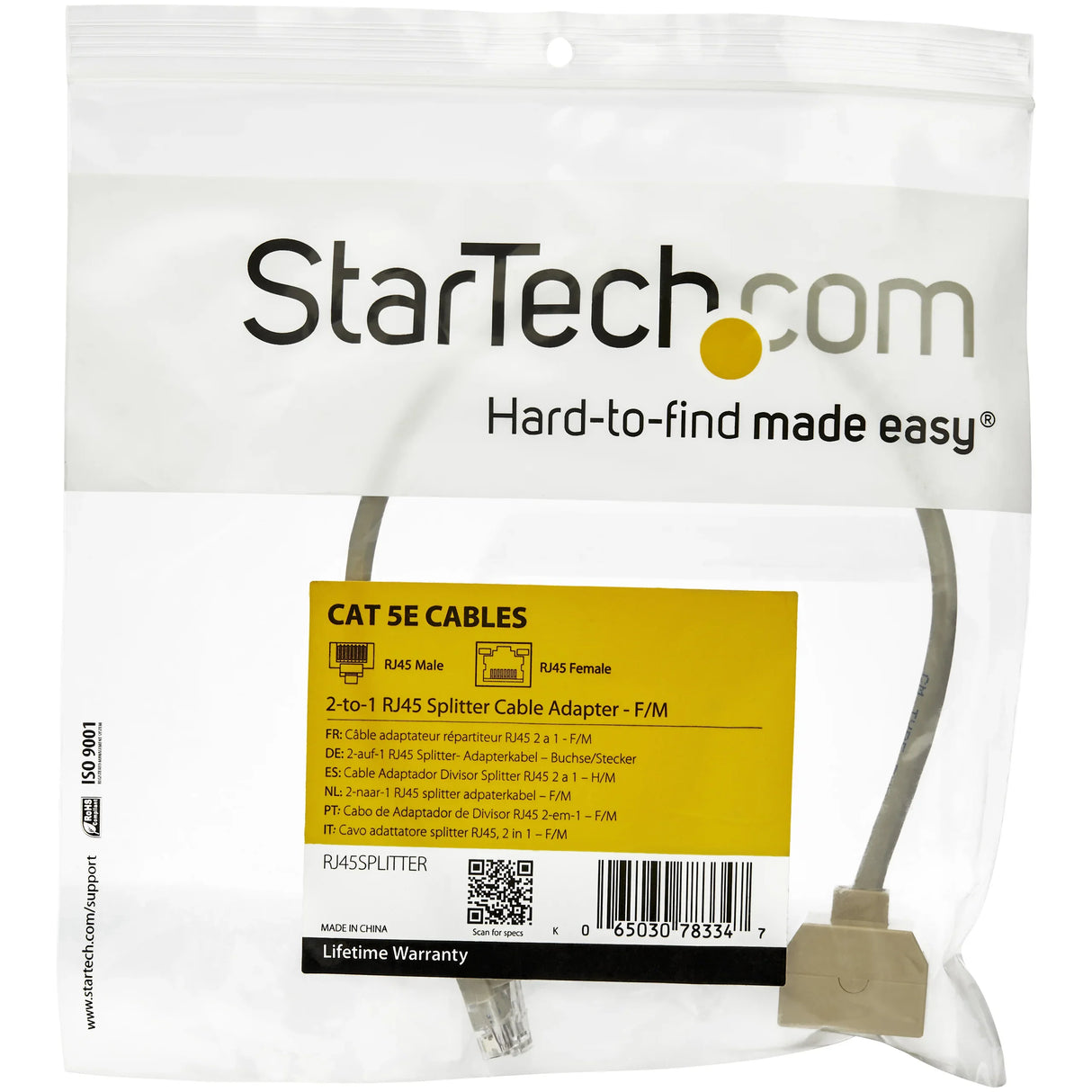 STARTECH 2-to-1 RJ45 Splitter Cable Adapter - F|M (RJ45SPLITTER)