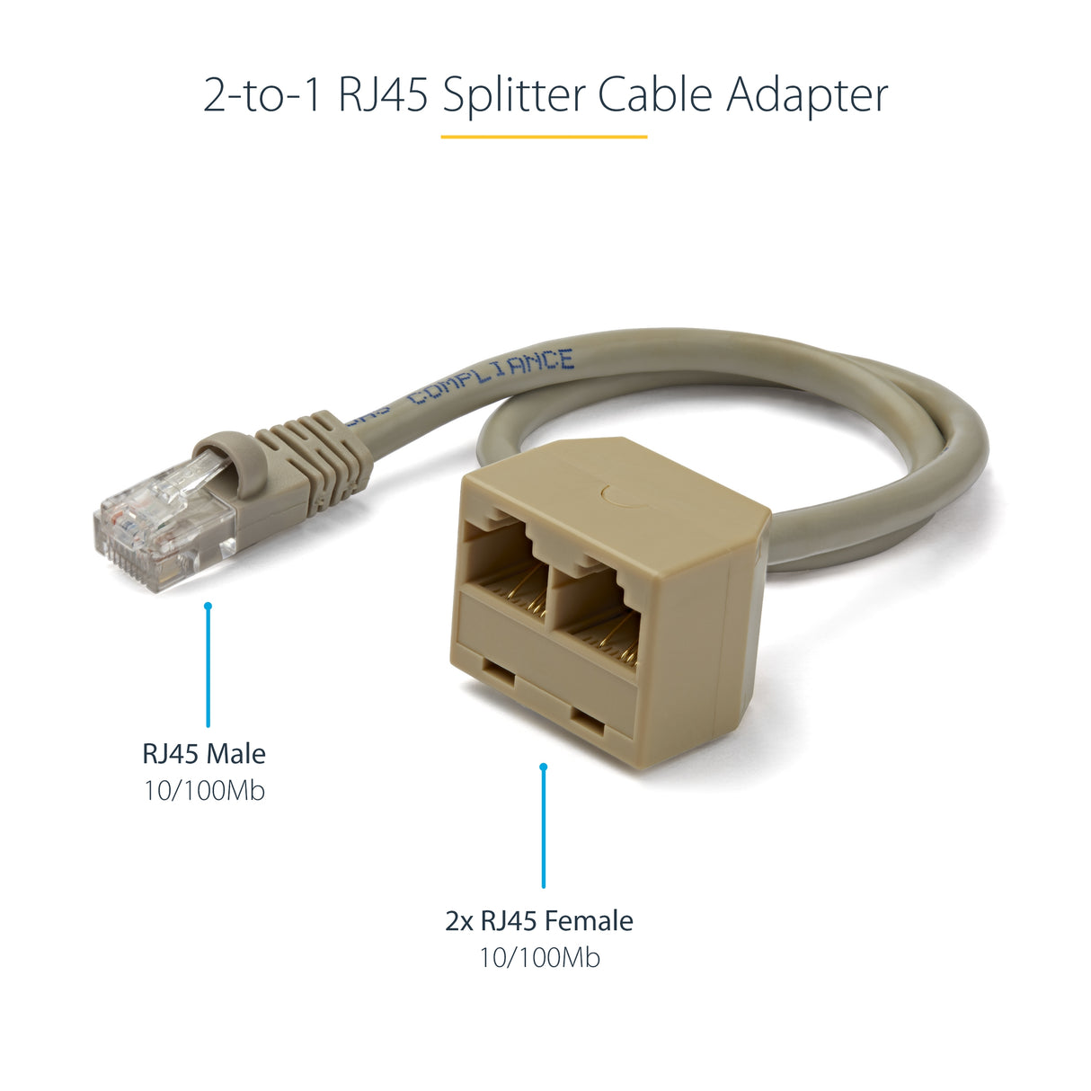 STARTECH 2-to-1 RJ45 Splitter Cable Adapter - F|M (RJ45SPLITTER)