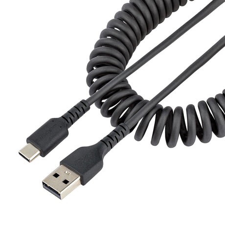 STARTECH 20in (50cm) USB A to C Charging Cable | Coiled Heavy Duty Fast Charge & Sync USB-C Cable | USB 2.0 A to Type-C Cable | Rugged Aramid Fiber | Durable Male to Male USB (R2ACC-50C-USB-CABLE) (R2ACC-50C-USB-CABLE)