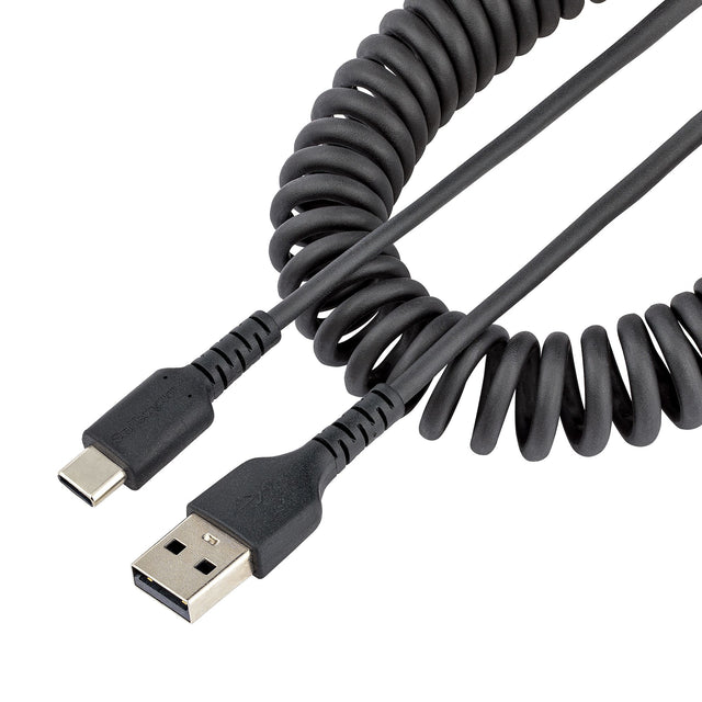 STARTECH 20in (50cm) USB A to C Charging Cable | Coiled Heavy Duty Fast Charge & Sync USB-C Cable | USB 2.0 A to Type-C Cable | Rugged Aramid Fiber | Durable Male to Male USB (R2ACC-50C-USB-CABLE) (R2ACC-50C-USB-CABLE)