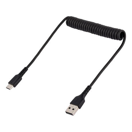 STARTECH 20in (50cm) USB A to C Charging Cable | Coiled Heavy Duty Fast Charge & Sync USB-C Cable | USB 2.0 A to Type-C Cable | Rugged Aramid Fiber | Durable Male to Male USB (R2ACC-50C-USB-CABLE) (R2ACC-50C-USB-CABLE)