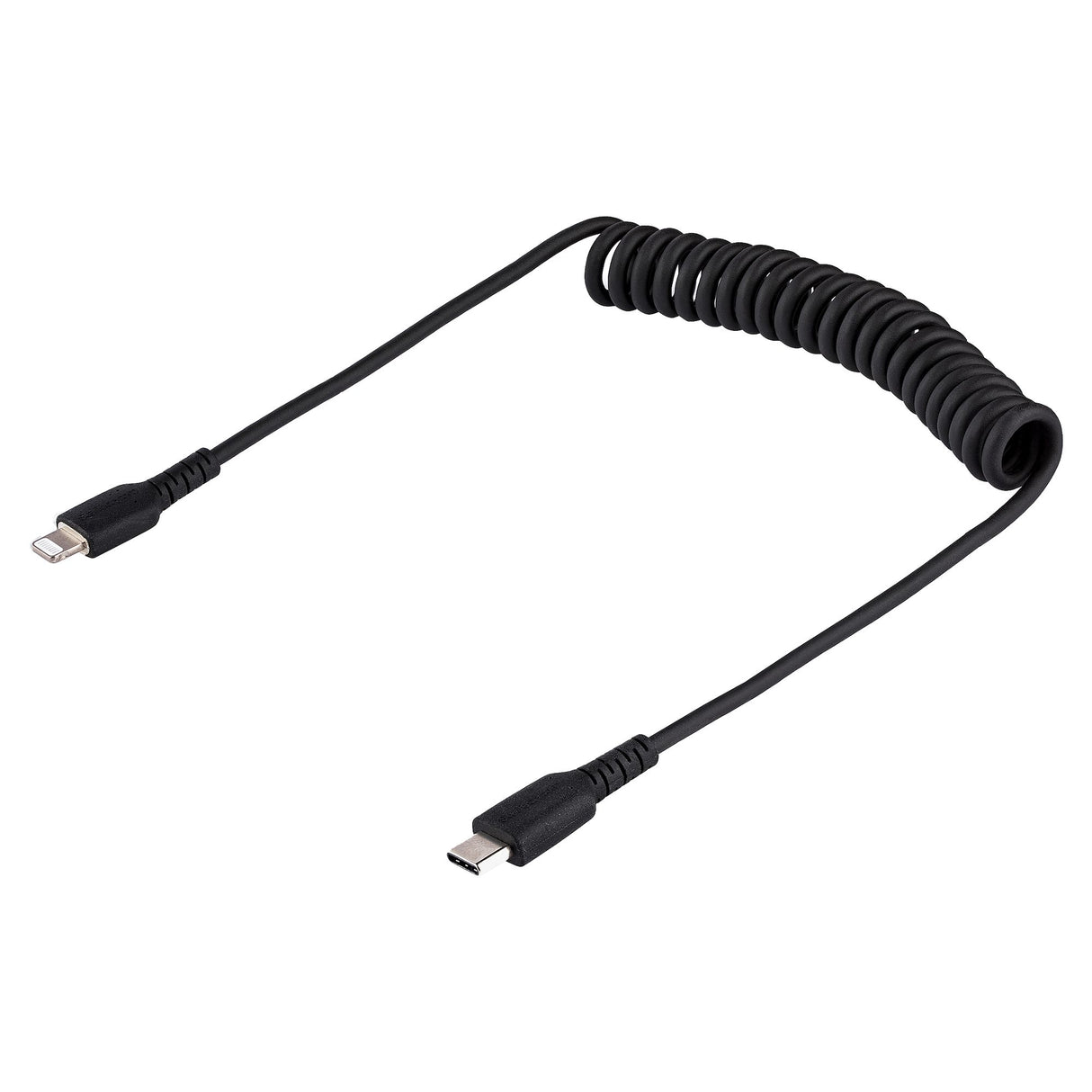 STARTECH 20in | 50cm USB C to Lightning Cable | MFi Certified | Coiled iPhone Charger Cable | Black | Durable TPE Jacket Aramid Fiber | Heavy Duty Coil Lightning Cable (RUSB2CLT50CMBC) (RUSB2CLT50CMBC)