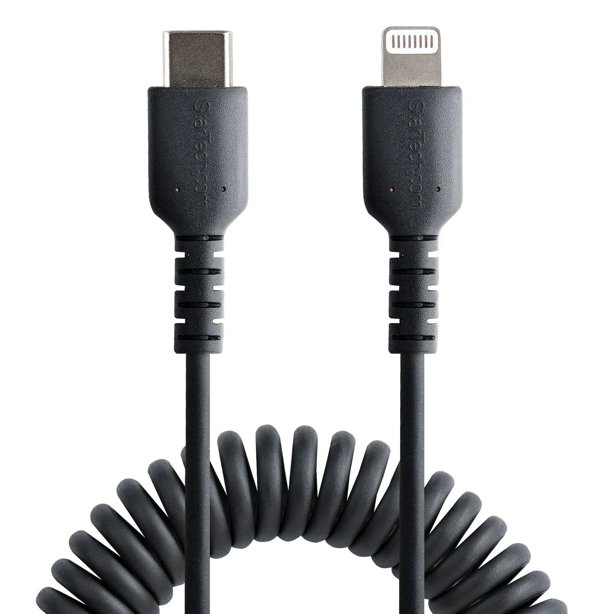 STARTECH 20in | 50cm USB C to Lightning Cable | MFi Certified | Coiled iPhone Charger Cable | Black | Durable TPE Jacket Aramid Fiber | Heavy Duty Coil Lightning Cable (RUSB2CLT50CMBC) (RUSB2CLT50CMBC)