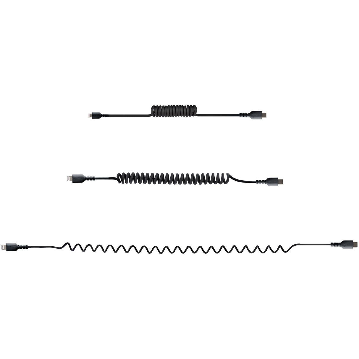 STARTECH 20in | 50cm USB C to Lightning Cable | MFi Certified | Coiled iPhone Charger Cable | Black | Durable TPE Jacket Aramid Fiber | Heavy Duty Coil Lightning Cable (RUSB2CLT50CMBC) (RUSB2CLT50CMBC)