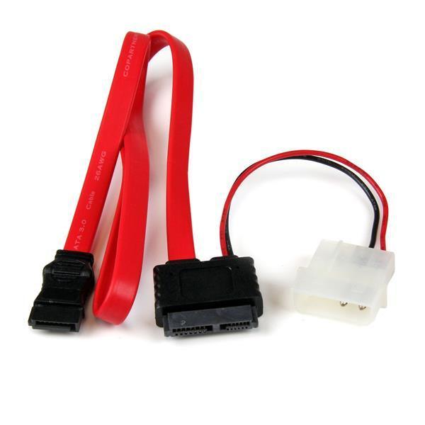 STARTECH 20in Slimline SATA to SATA with LP4 Power Cable Adapter - slim SATA Adapter - slimline Adapter - slim SATA to SATA (SLSATAF20)