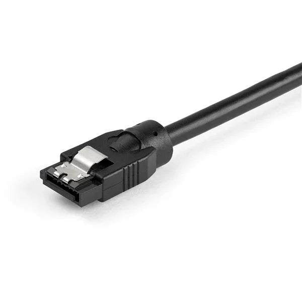 STARTECH 24 Inch (60cm) Round SATA Cable - Latching Connectors - 6Gbs SATA Data Cord - SATA Hard Drive Power Cable - Black (SATRD60CM) (SATRD60CM)
