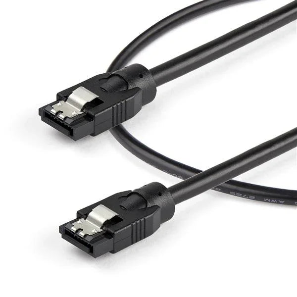 STARTECH 24 Inch (60cm) Round SATA Cable - Latching Connectors - 6Gbs SATA Data Cord - SATA Hard Drive Power Cable - Black (SATRD60CM) (SATRD60CM)