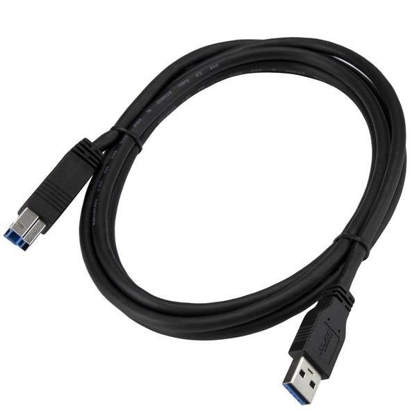 STARTECH 2m 6 ft Certified SuperSpeed USB 3.0 A to B Cable Cord - USB 3 Cable - 1x USB 3.0 A (M) | 1x USB 3.0 B (M) - 2 meter | Black (USB3CAB2M)