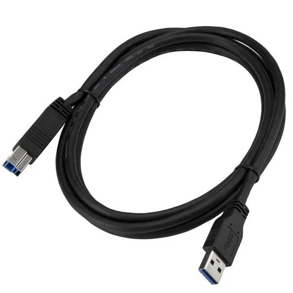 STARTECH 2m 6 ft Certified SuperSpeed USB 3.0 A to B Cable Cord - USB 3 Cable - 1x USB 3.0 A (M) | 1x USB 3.0 B (M) - 2 meter | Black (USB3CAB2M)