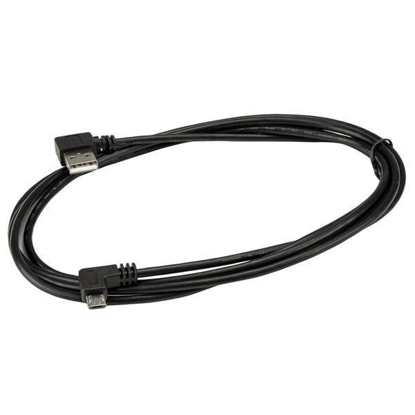 STARTECH 2m 6 ft Micro-USB Cable with Right-Angled Connectors - M|M - USB A to Micro B Cable - 6ft Right Angle Micro USB Cable (USB2AUB2RA2M)