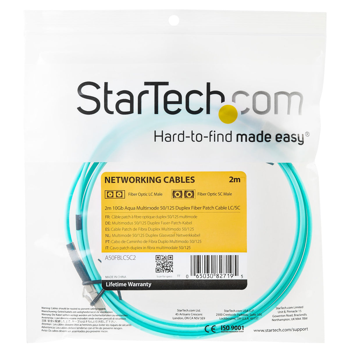 STARTECH 2m (6ft) LC|UPC to LC|UPC OM3 Multimode Fiber Optic Cable | Full Duplex 50|125µm Zipcord Fiber | 100G Networks | LOMMF|VCSEL | <0.3dB Low Insertion Loss | LSZH Fiber Patch Cord (A50FBLCLC2) (A50FBLCLC2)