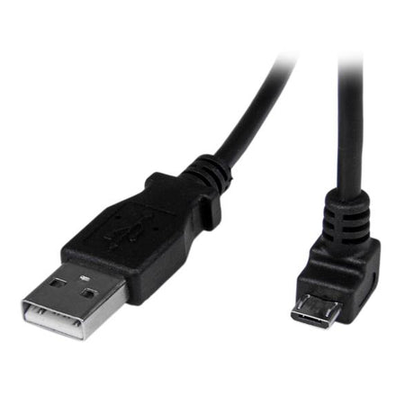 STARTECH 2m Micro USB Cable Cord - A to Down Angle Micro B - Down Angled Micro USB Cable - 1x USB A (M) | 1x USB Micro B (M) - Black (USBAUB2MD)
